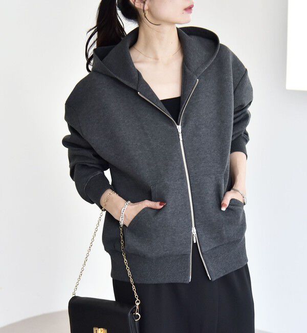 quaranciel「quaranciel:〈洗濯機可能〉ポンチ ダブルジップ スウェット パーカー」|パーカー|