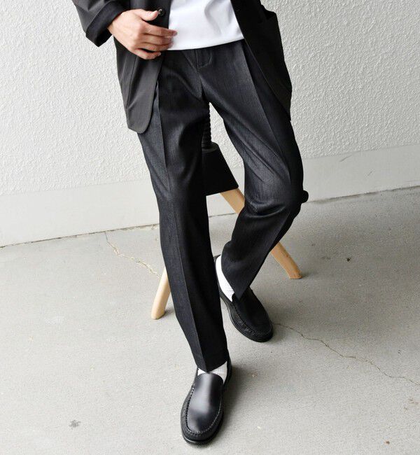 SHIPS any「SHIPS any: 〈洗濯機可能〉1タック デニムライク テーパードトラウザーズ パンツ◇」|チノ|