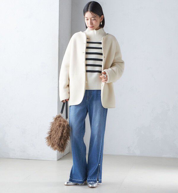 SHIPS for women「〈手洗い可能〉リバーシブル ボア &times; フリース ブルゾン」|ブルゾン・スタジャン|