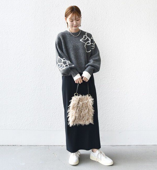 SHIPS for women「【WEB限定】〈手洗い可能〉ジャカード フラワー ニット プルオーバー」|ニット・セーター|