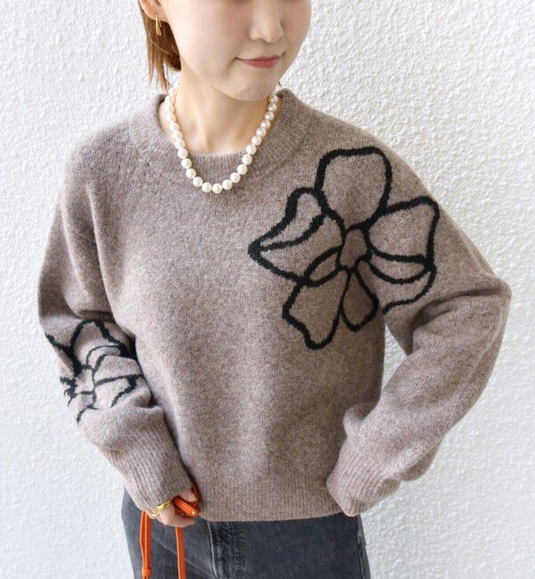 SHIPS for women「【WEB限定】〈手洗い可能〉ジャカード フラワー ニット プルオーバー」|ニット・セーター|