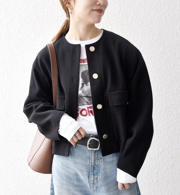 SHIPS any「SHIPS any: エア ニードル ポケット コンパクト ノーカラー ジャケット」|ノーカラージャケット|