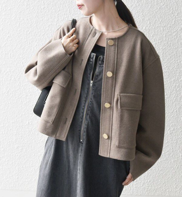 SHIPS any「SHIPS any: エア ニードル ポケット コンパクト ノーカラー ジャケット」|ノーカラージャケット|