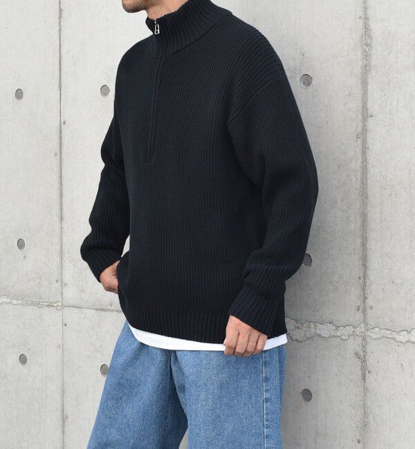 SHIPS any「SHIPS any:〈手洗い可能〉ハーフジップ 畦編み ドライバーズ ニット 25AW◇」|ニット・セーター|