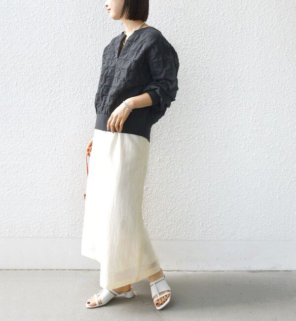 SHIPS for women「【WEB限定】〈洗濯機可能〉2WAY フラワー ジャカード ハーフ ジップ プルオーバー」|ニット・セーター|