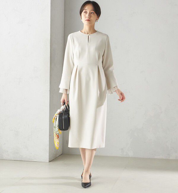 SHIPS for women「重ね着 デザイン ダブル クロス ワンピース（セレモニー対応可）」|ワンピース|