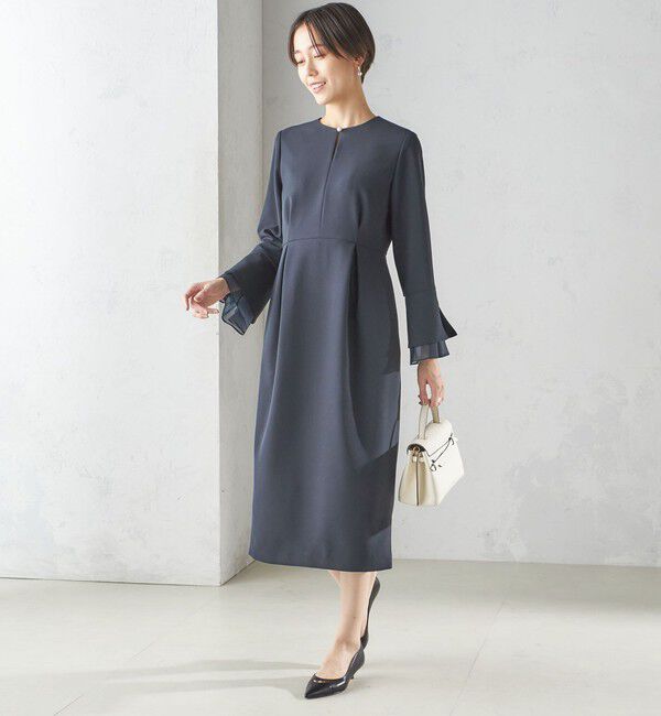 SHIPS for women「重ね着 デザイン ダブル クロス ワンピース（セレモニー対応可）」|ワンピース|