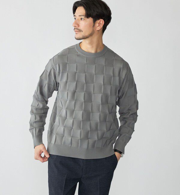 SHIPS「SHIPS: 〈手洗い可能〉Amossa(R) シャンティ ブロック リンクス編み 長袖 ニット」|ニット・セーター|