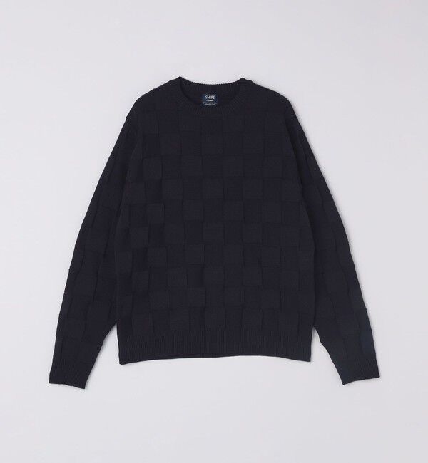 SHIPS「SHIPS: 〈手洗い可能〉Amossa(R) シャンティ ブロック リンクス編み 長袖 ニット」|ニット・セーター|