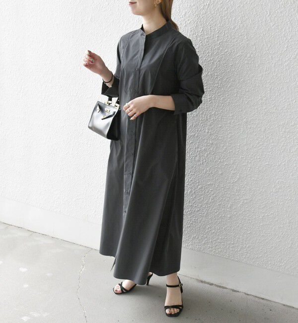 SHIPS any「SHIPS any:〈洗濯機可能〉タイプライター スタンドカラー シャツ ワンピース」|ワンピース|