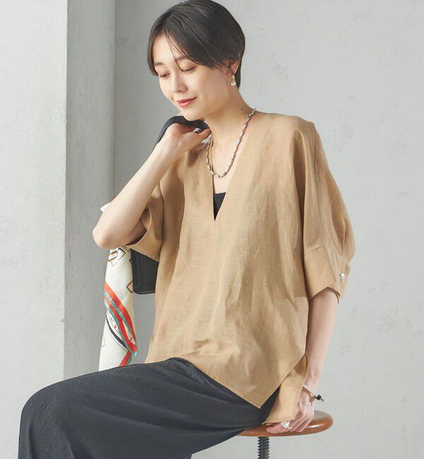 SHIPS for women「【一部WEB限定】〈手洗い可能〉IMPERIAL LINEN スキッパー ブラウス」|シャツ・ブラウス|