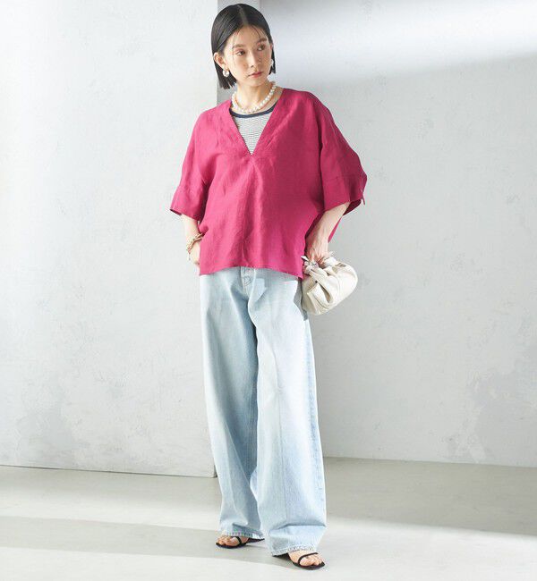 SHIPS for women「【一部WEB限定】〈手洗い可能〉IMPERIAL LINEN スキッパー ブラウス」|シャツ・ブラウス|