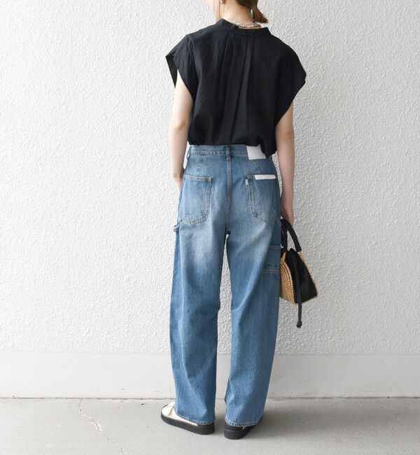 SHIPS any「SHIPS any:〈洗濯機可能〉リネン コットン バンドカラー フレンチスリーブ ポケット シャツ」|シャツ・ブラウス|