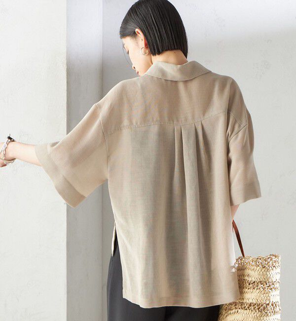 SHIPS for women「〈手洗い可能〉麻調 メッシュ 半袖 ビッグ シャツ」|シャツ・ブラウス|