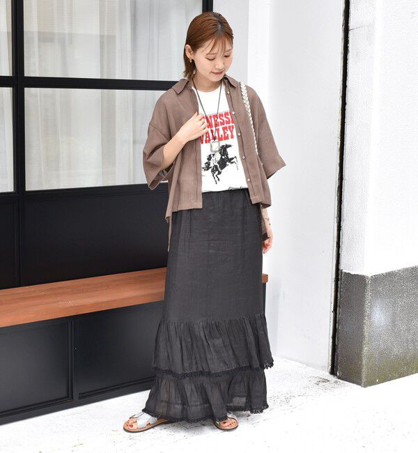 SHIPS for women「〈手洗い可能〉麻調 メッシュ 半袖 ビッグ シャツ」|シャツ・ブラウス|