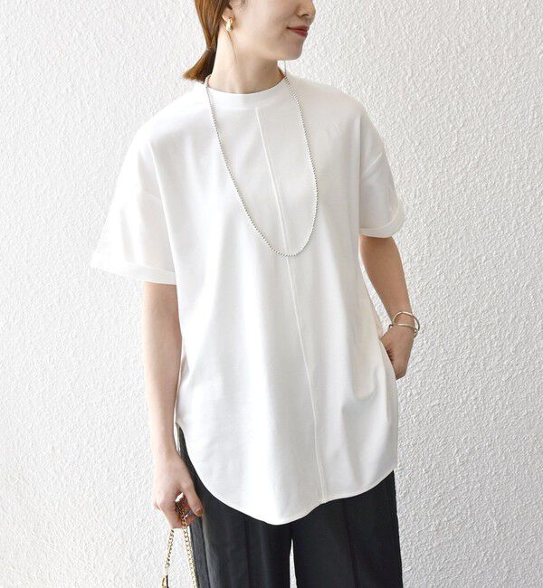 SHIPS any「SHIPS any:〈接触冷感/汗染み防止加工/洗濯機可能〉スリット ルーズ チュニック TEE」|Tシャツ・カットソー|