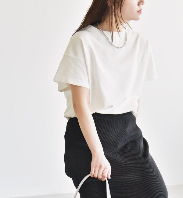 quaranciel「quaranciel:〈洗濯機可能〉カノコ Vガゼット ショートスリーブ クルーネック TEE」|Tシャツ・カットソー|