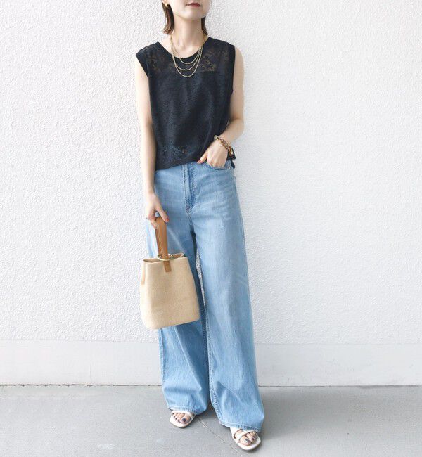 SHIPS for women「〈手洗い可能〉オーガニック コットン レース ノースリーブ プルオーバー」|タンクトップ|