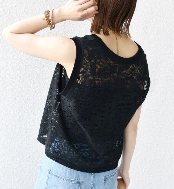 SHIPS for women「〈手洗い可能〉オーガニック コットン レース ノースリーブ プルオーバー」|タンクトップ|