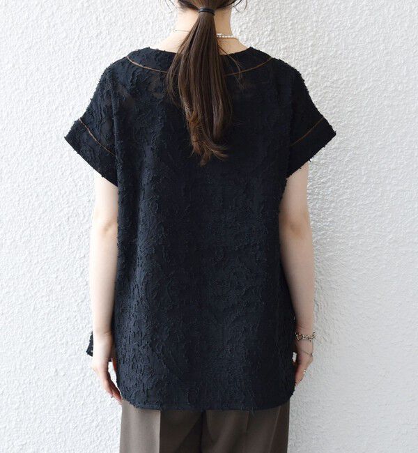 SHIPS any「《追加予約》SHIPS any:〈手洗い可能〉メッシュ ジャカード カフタン スキッパー ブラウス」|シャツ・ブラウス|