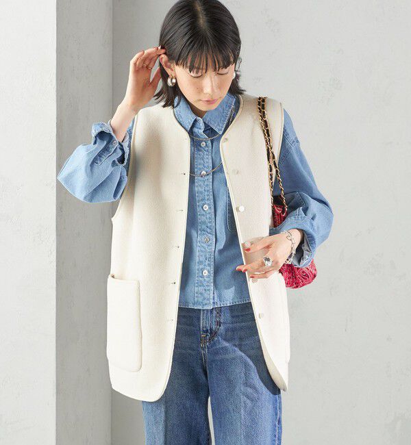 SHIPS for women「〈手洗い可能〉ボア フリース リバーシブル ベスト」|ベスト・ジレ|