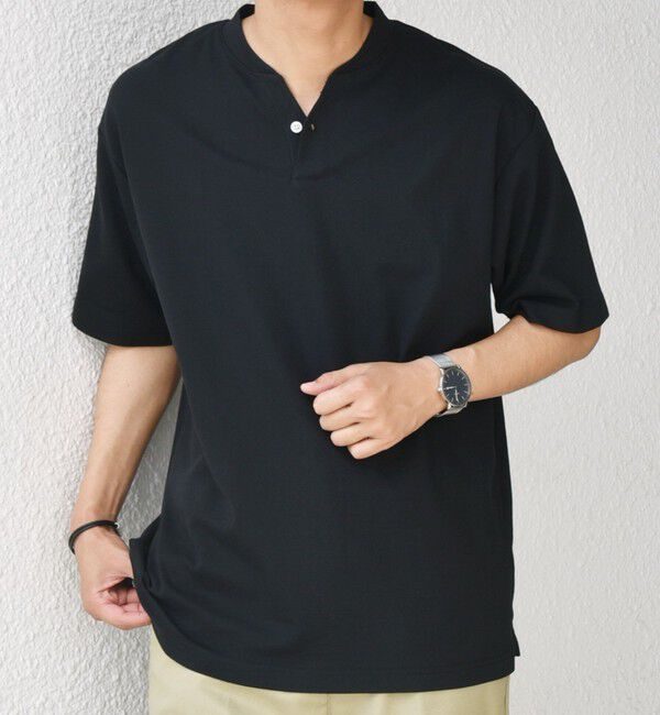 SHIPS any「SHIPS any:〈接触冷感・遮熱・UVカット機能等〉サマーファンクション 鹿の子 ヘンリーネック Tシャツ◇」|Tシャツ・カットソー|