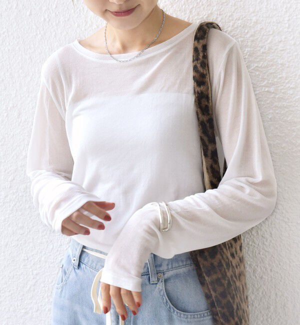 SHIPS for women「シアー フライス ロング スリーブ カットソー」|Tシャツ・カットソー|ホワイト