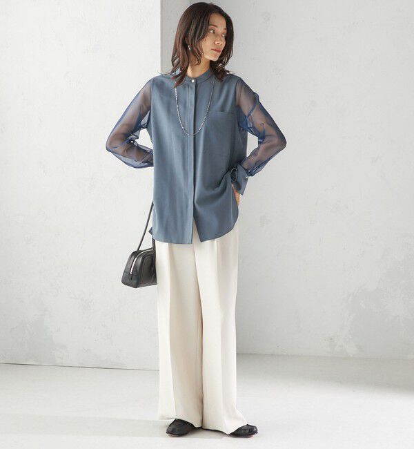 SHIPS for women「〈手洗い可能〉シアー 袖 ポケット デザイン シャツ」|シャツ・ブラウス|