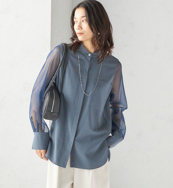 SHIPS for women「〈手洗い可能〉シアー 袖 ポケット デザイン シャツ」|シャツ・ブラウス|