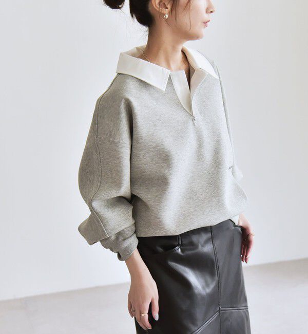 quaranciel「quaranciel:〈洗濯機可能〉ポンチ ロゴプリント ポロ スウェット プルオーバー」|スウェット・ジャージ|