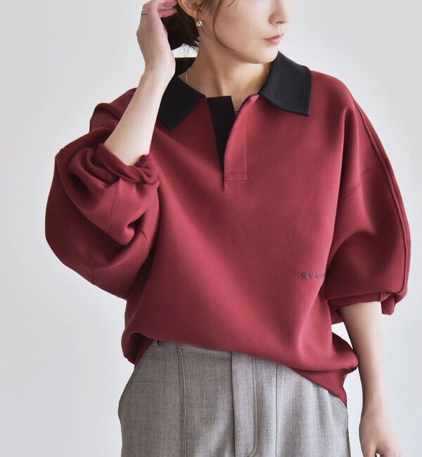 quaranciel「quaranciel:〈洗濯機可能〉ポンチ ロゴプリント ポロ スウェット プルオーバー」|スウェット・ジャージ|