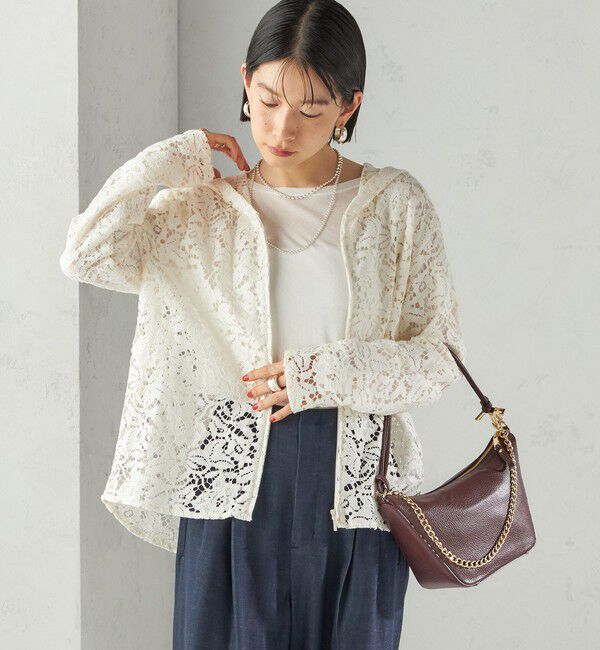 SHIPS for women「〈手洗い可能〉レース ジップアップ パーカ」|パーカー|