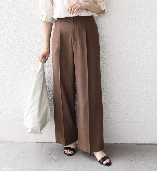 SHIPS Colors 「SHIPS Colors:〈洗濯機可能〉クリスピー タック ワイドパンツ(セットアップ対応可能)」|その他|ブラウン