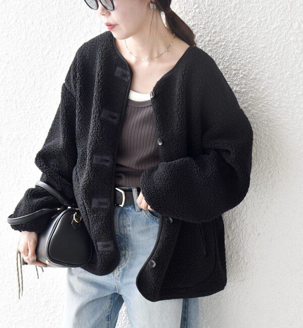 SHIPS any「SHIPS any:〈洗濯機可能〉ボア フリース 2WAY フーディー ブルゾン」|ブルゾン・スタジャン|