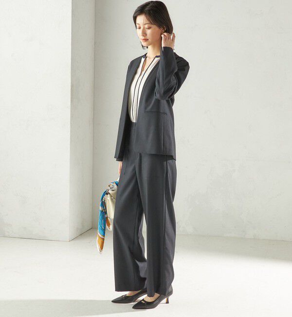 SHIPS for women「〈手洗い可能〉DELEGANT ダブルカラー ジャケット（セットアップ対応）」|ノーカラージャケット|