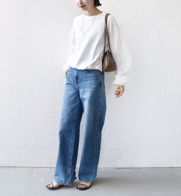 SHIPS for women「【WEB限定】〈手洗い可能〉シアー コンビ 裾 ドロスト プルオーバー」|プルオーバー|