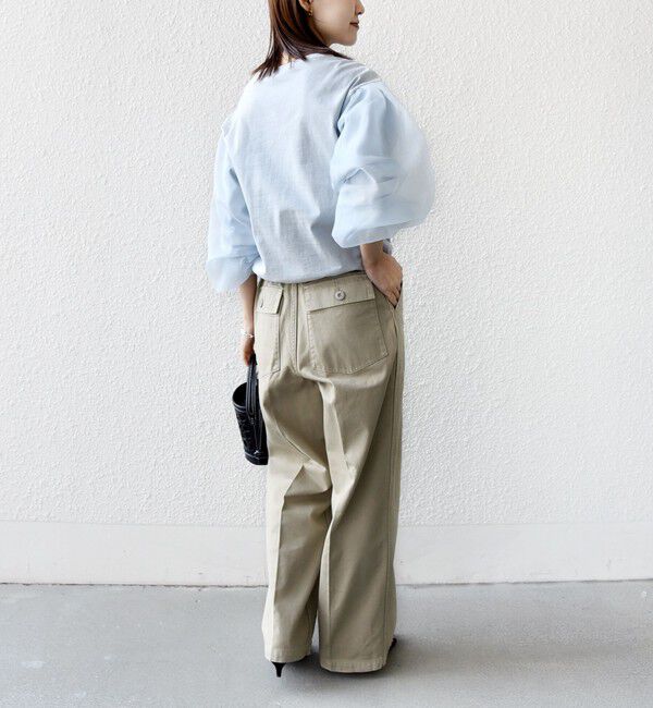 SHIPS for women「【WEB限定】〈手洗い可能〉シアー コンビ 裾 ドロスト プルオーバー」|プルオーバー|