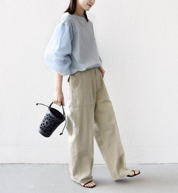 SHIPS for women「【WEB限定】〈手洗い可能〉シアー コンビ 裾 ドロスト プルオーバー」|プルオーバー|