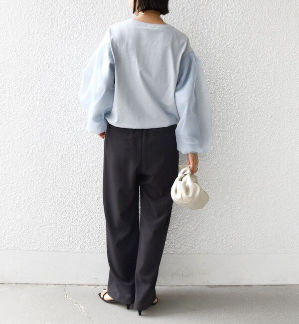 SHIPS for women「【WEB限定】〈手洗い可能〉シアー コンビ 裾 ドロスト プルオーバー」|プルオーバー|