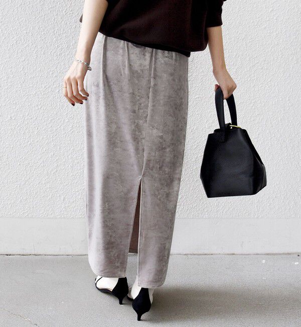 SHIPS for women「〈手洗い可能〉スノー クラッシュ ポリエステル ベロア ウエスト ゴム スカート」|スカート|