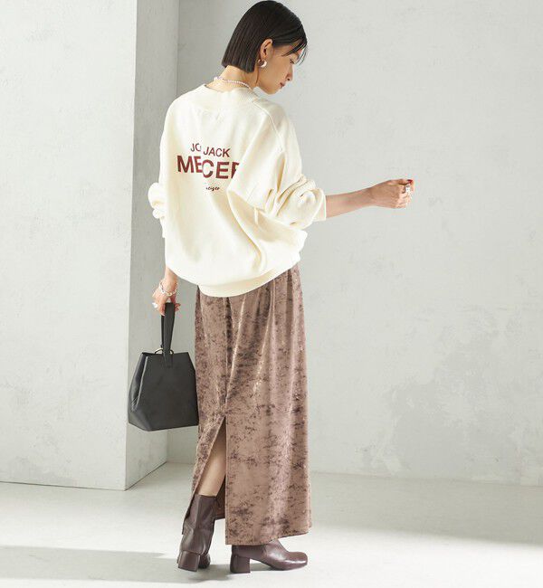 SHIPS for women「〈手洗い可能〉スノー クラッシュ ポリエステル ベロア ウエスト ゴム スカート」|スカート|