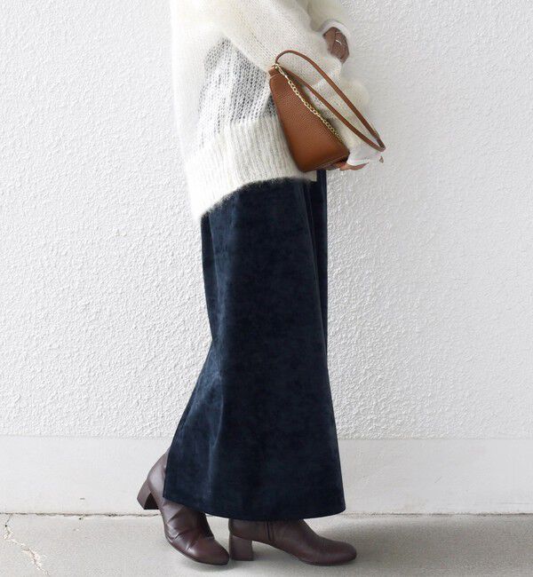 SHIPS for women「〈手洗い可能〉スノー クラッシュ ポリエステル ベロア ウエスト ゴム スカート」|スカート|