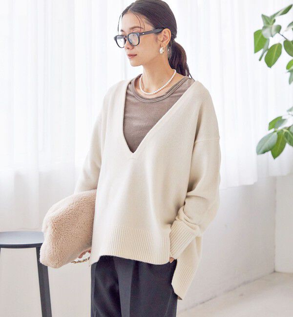SHIPS for women「〈手洗い可能〉ウール カシミヤ Vネック プルオーバー」|ニット・セーター|