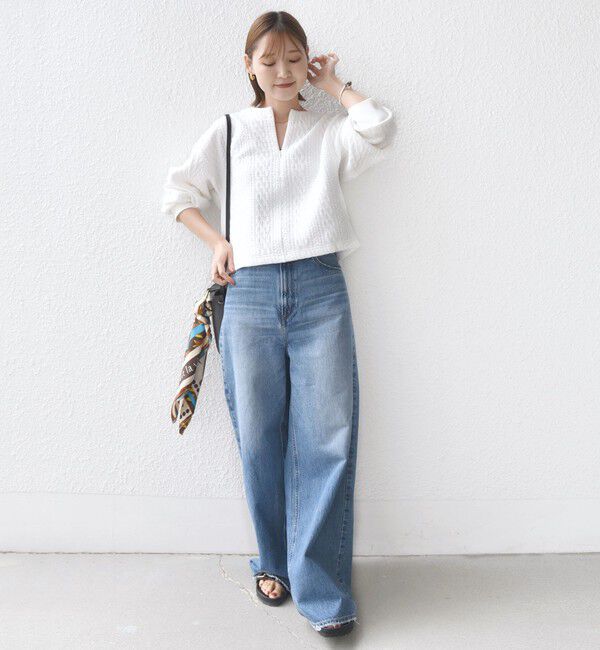 SHIPS for women「〈手洗い可能〉ケーブル ジャージー スキッパー プルオーバー」|Tシャツ・カットソー|