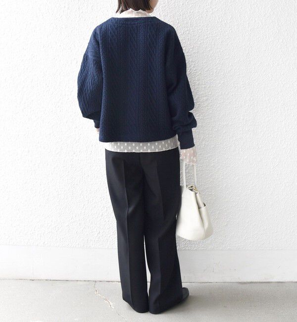 SHIPS for women「〈手洗い可能〉ケーブル ジャージー スキッパー プルオーバー」|Tシャツ・カットソー|