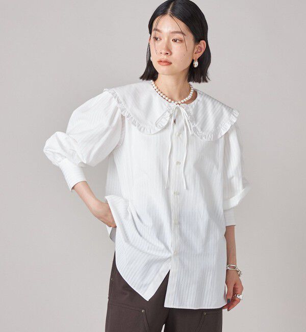 SHIPS for women「SHIPS NINE CASE:〈手洗い可能〉ビッグ カラー ブラウス」|シャツ・ブラウス|