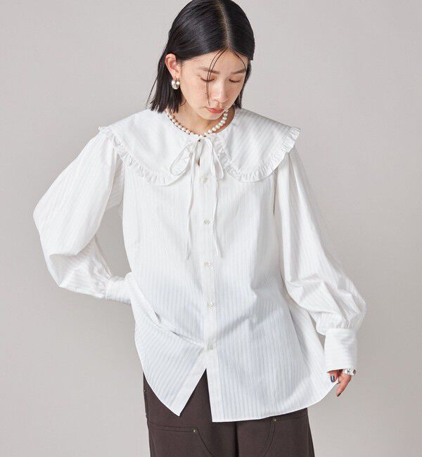 SHIPS for women「SHIPS NINE CASE:〈手洗い可能〉ビッグ カラー ブラウス」|シャツ・ブラウス|