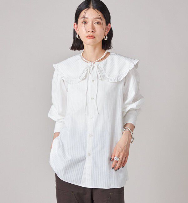 SHIPS for women「SHIPS NINE CASE:〈手洗い可能〉ビッグ カラー ブラウス」|シャツ・ブラウス|