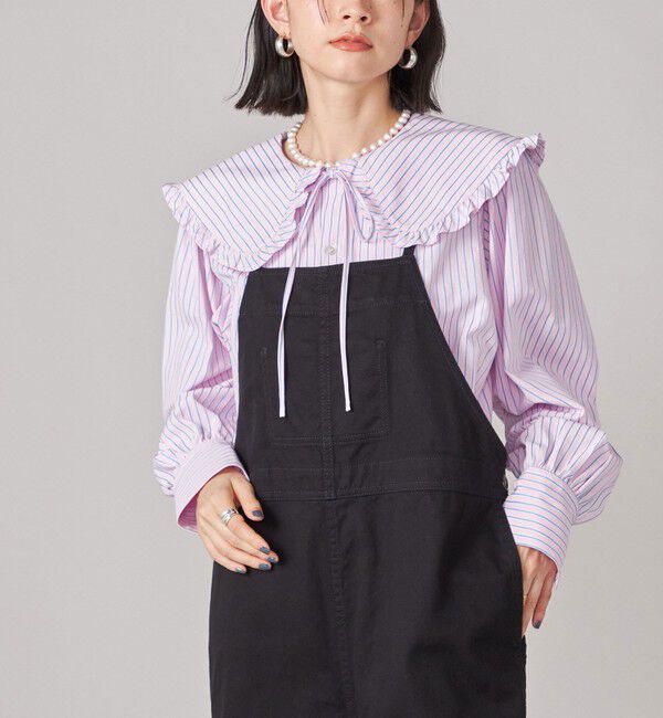 SHIPS for women「SHIPS NINE CASE:〈手洗い可能〉ビッグ カラー ブラウス」|シャツ・ブラウス|ピンク