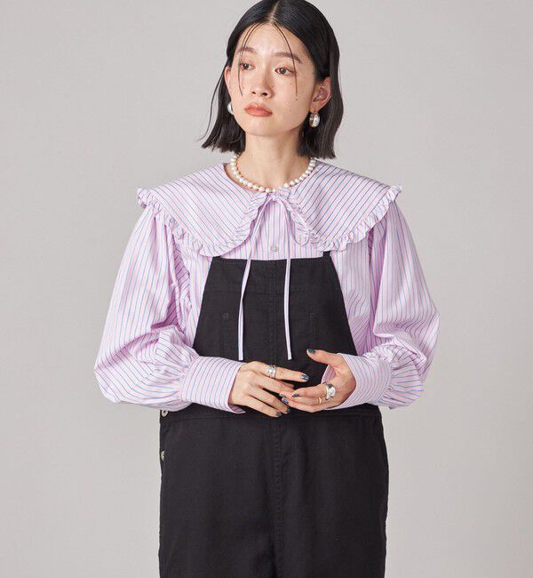 SHIPS for women「SHIPS NINE CASE:〈手洗い可能〉ビッグ カラー ブラウス」|シャツ・ブラウス|